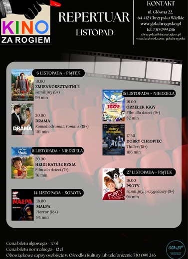 Repertuar "Kina za Rogiem" LISTOPAD
